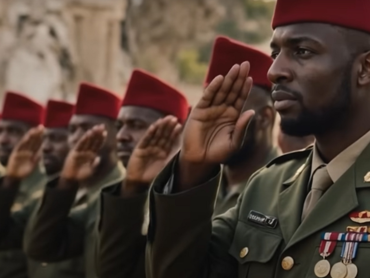 Still from Thiaroye 44 by Hussein Dembel Sow